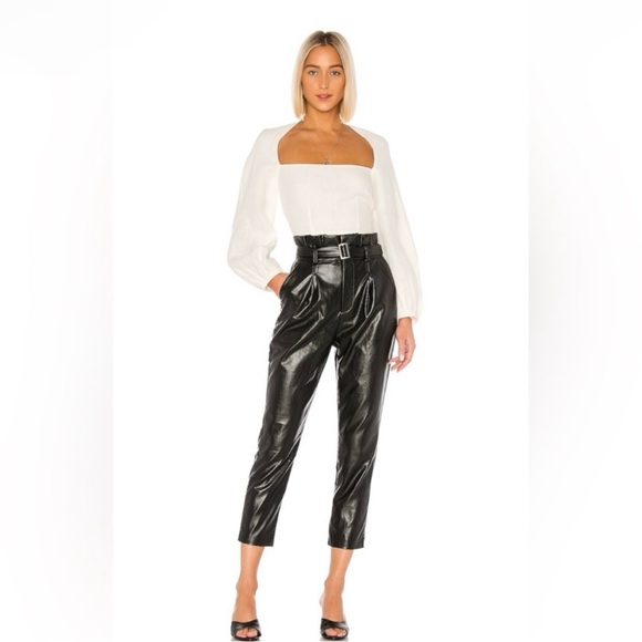 Leather pants with belt - Picture 1 of 3